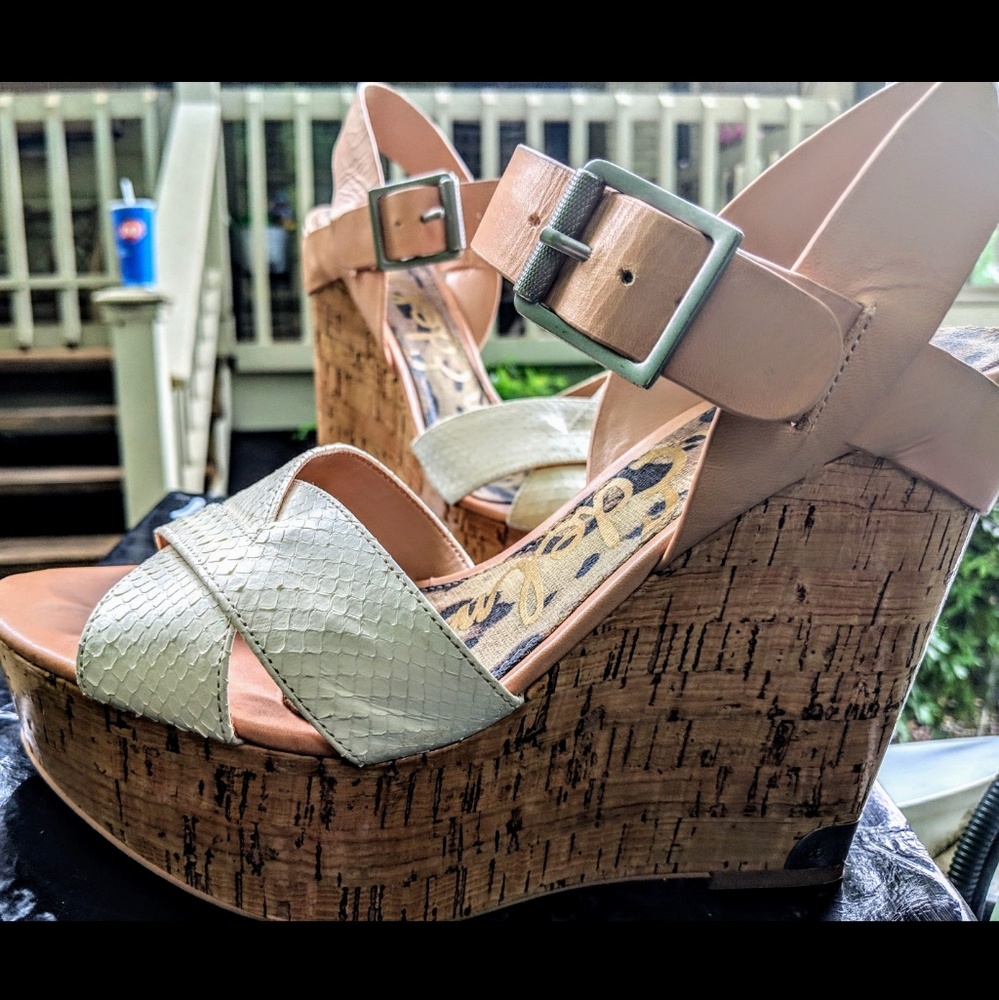 Sam Edelman Cork Platform wedge size 8.5
